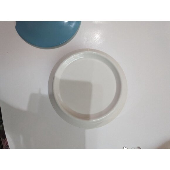 Vintage MCM bowl with lid serving soup teal blue lid 9.25 inch bowl - Picture 4 of 9